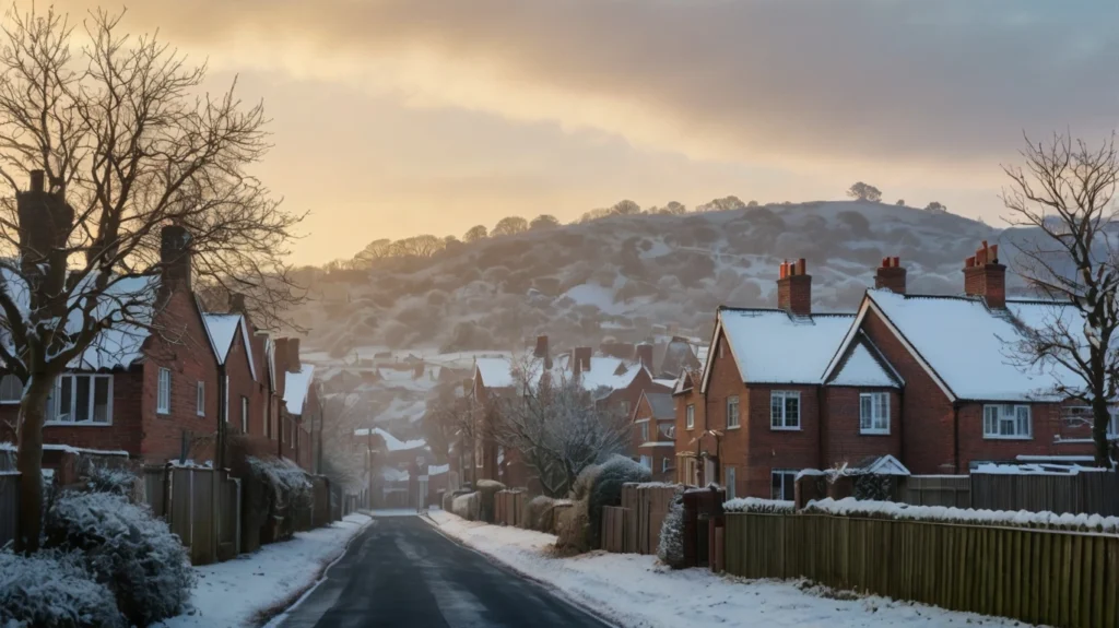 now-Blanketed Houses Reflecting the Winter Chill