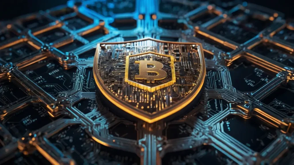 A digital shield representing robust security for cryptocurrency exchanges.