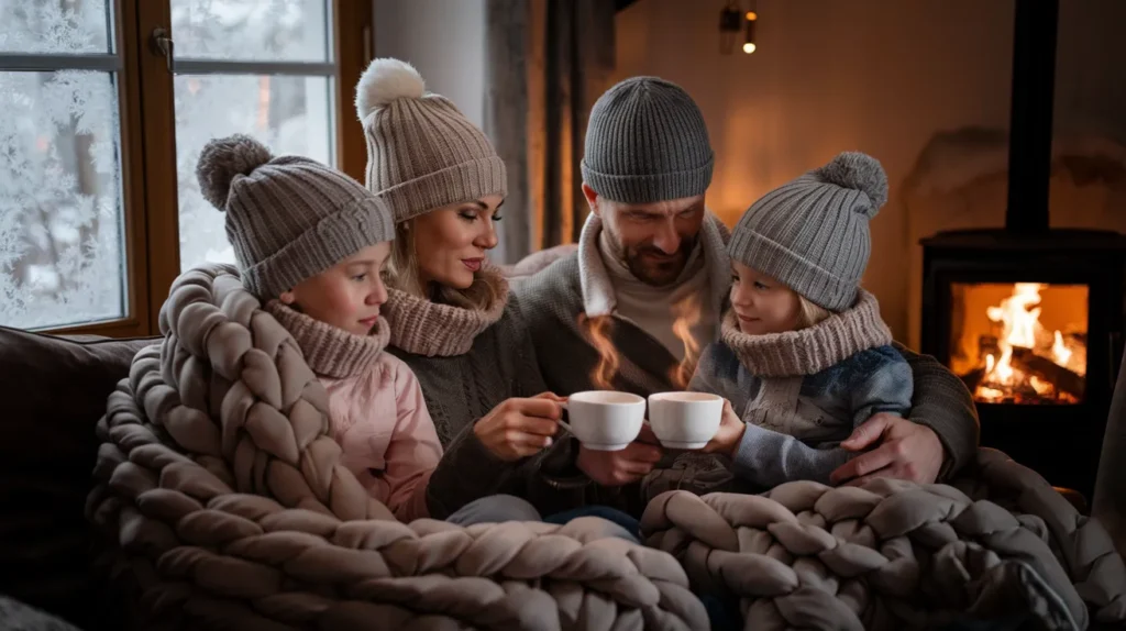 Family Staying Warm During a Cold Snap