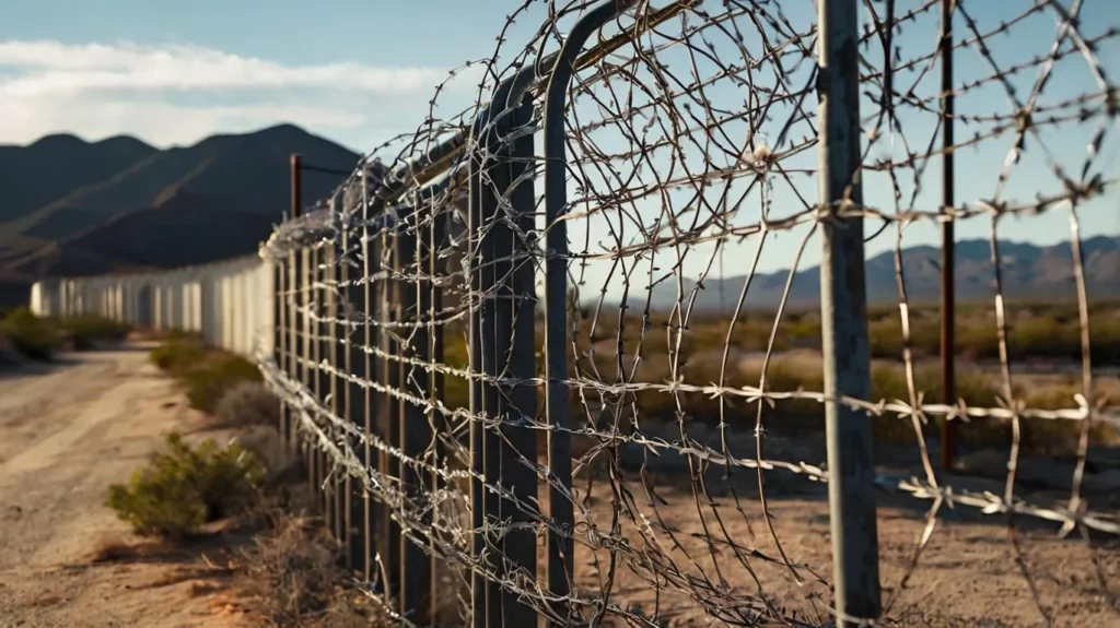 The installation of razor wire along the U.S.-Mexico border, a key element in Texas’ border security strategy.