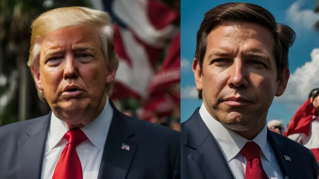 Donald Trump and Ron DeSantis, two political heavyweights vying for the spotlight in Florida.