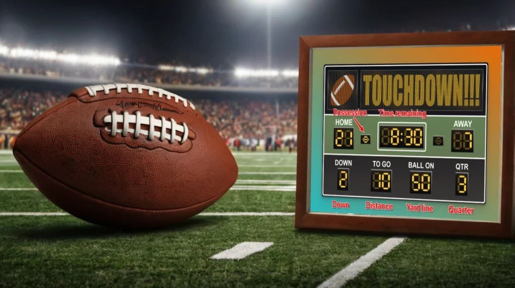 American Football team score board