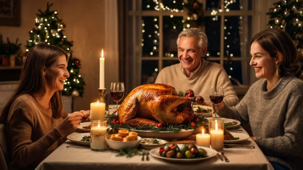 A Happy Family Enjoying a Festive Christmas Feast