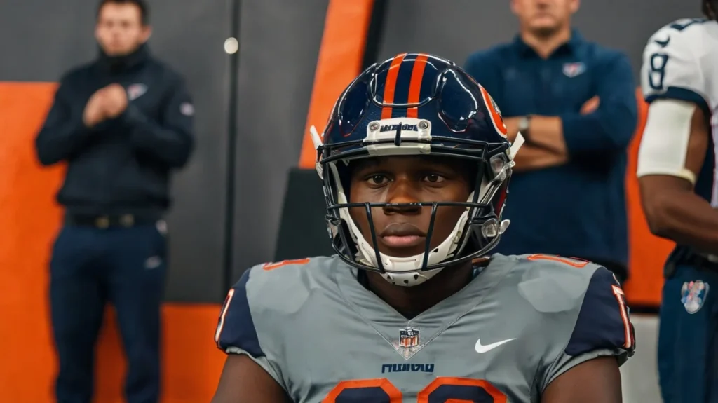 Jerry Jeudy on the sideline after a key play.